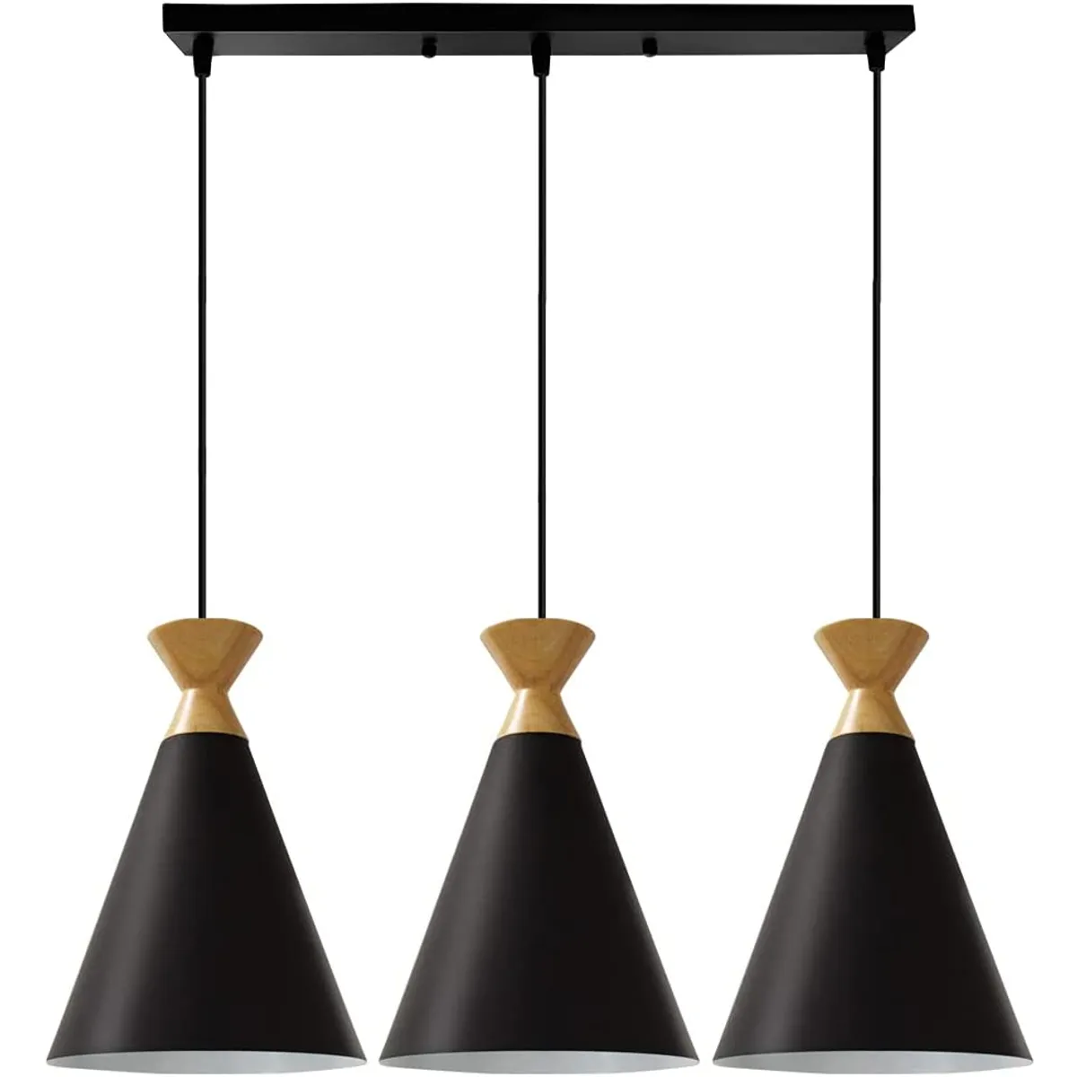 HOME NEAT - Lámpara de colgente 3 luces nórdica e27 lámpara de techo madera negro