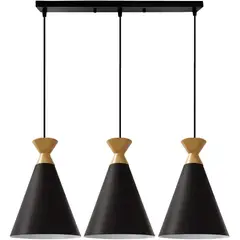 HOME NEAT - Lámpara de colgente 3 luces nórdica e27 lámpara de techo madera negro