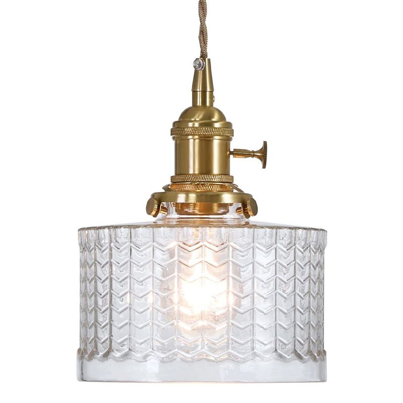 HOME NEAT - Lámpara Colgante De Vidrio Con Patrón De Ondas Ø16cm - Claro.