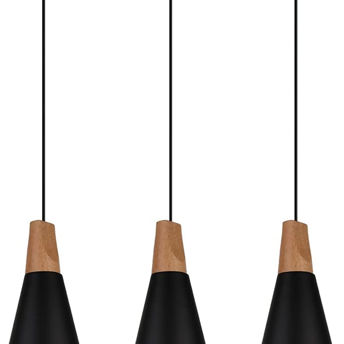 HOME NEAT - Lámpara de techo colgante moderno madera metal 3 luces e27 ø14cm