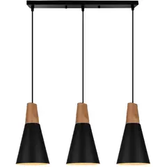 HOME NEAT - Lámpara de techo colgante moderno madera metal 3 luces e27 ø14cm