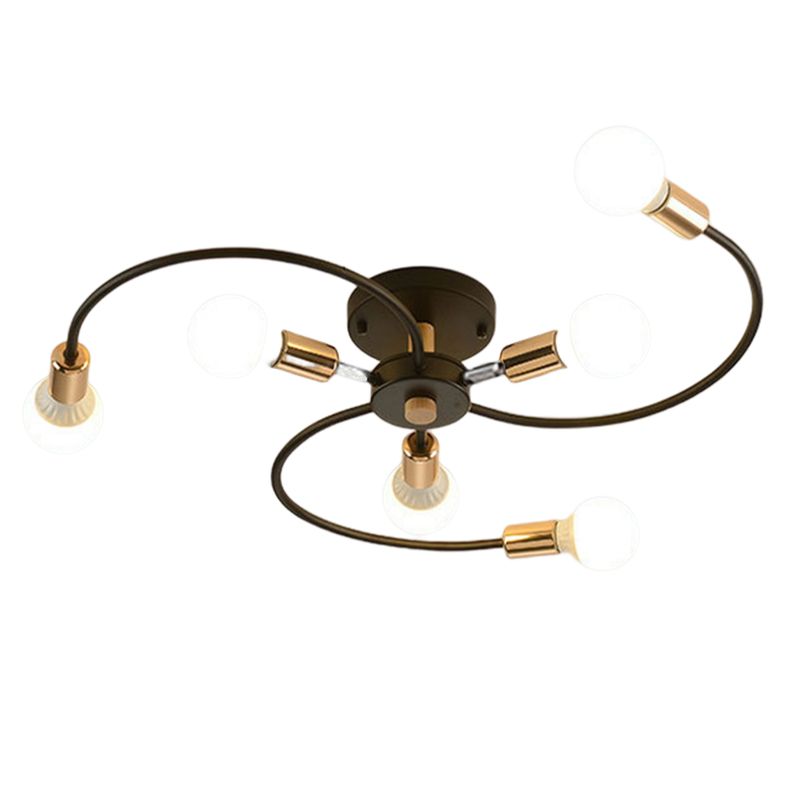 HOME NEAT - Lámpara de techo moderna 6 brazos E27 - Negro.