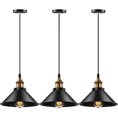 HOME NEAT - 3 Unidades lámpara de techo industrial vintage E27 negro