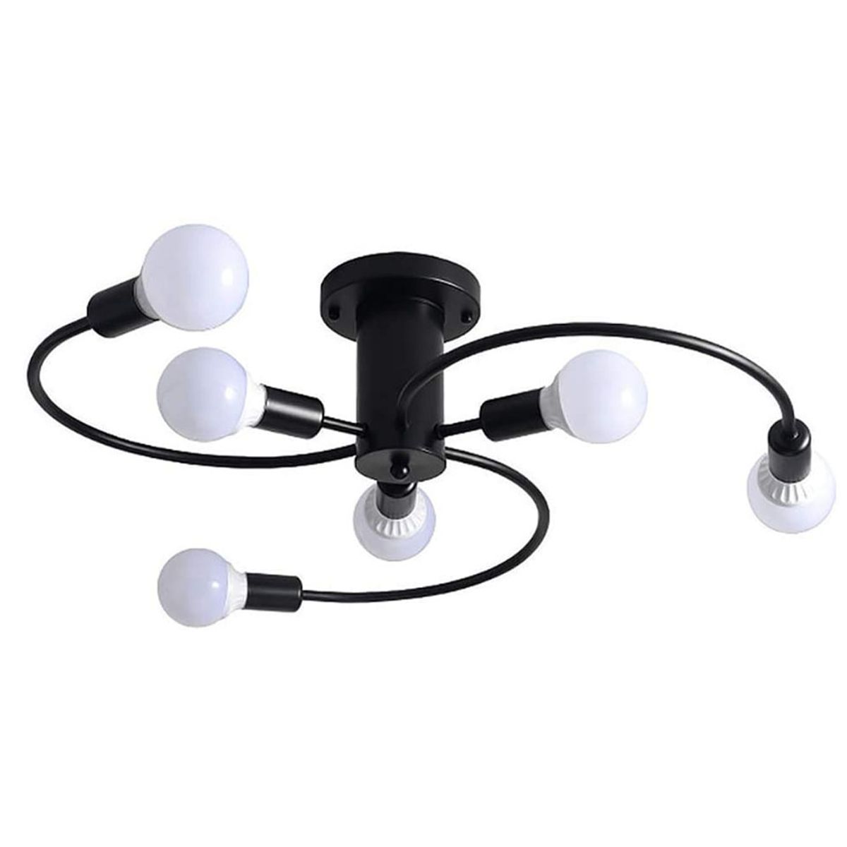 HOME NEAT - Lámpara de techo moderna 6 brazos E27 luces Negro