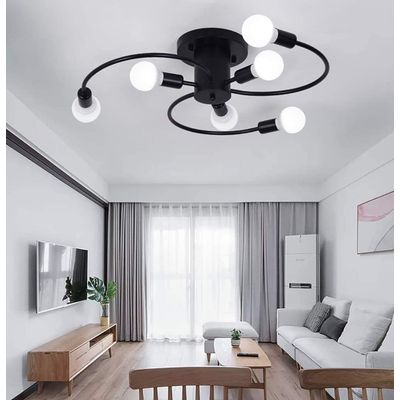 Imagen 2 del producto Lámpara de techo moderna 6 brazos E27 luces Negro.