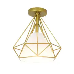 HOME NEAT - Lámpara de techo vintage estilo diamante 25cm - Dorado.