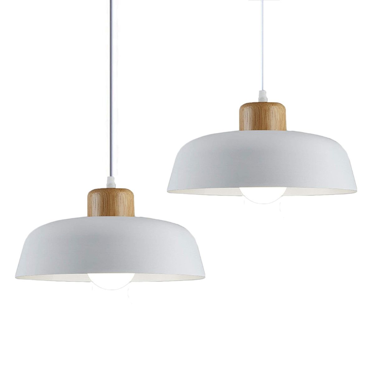 HOME NEAT - 2 Unidades lámpara colgante metal e27 Blanco
