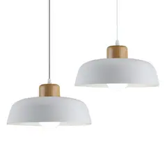 HOME NEAT - 2 Unidades lámpara colgante metal e27 Blanco.