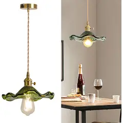 HOME NEAT - Lámpara Colgante de Vidrio Vintage 22cm - Verde…