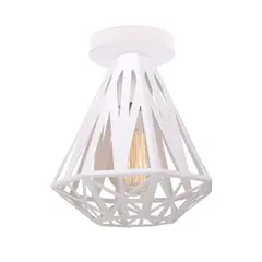 HOME NEAT - Lámpara de techo Jaula Hierro lámpara colgante E27 ø20cm blanco