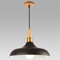Lámpara colgante de metal madera nórdica ø35cm E27 Negro
