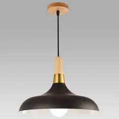 HOME NEAT - Lámpara colgante de metal madera nórdica ø35cm E27 Negro