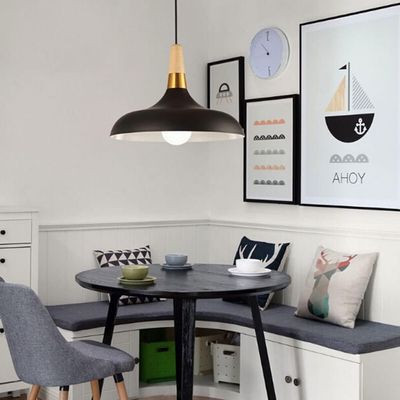 Imagen 2 del producto Lámpara colgante de metal madera nórdica ø35cm E27 Negro