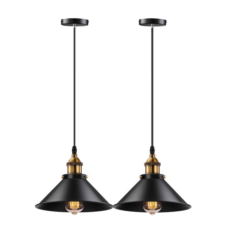 HOME NEAT - 2 Unidades Lámparas colgante retro de metal industrial E27