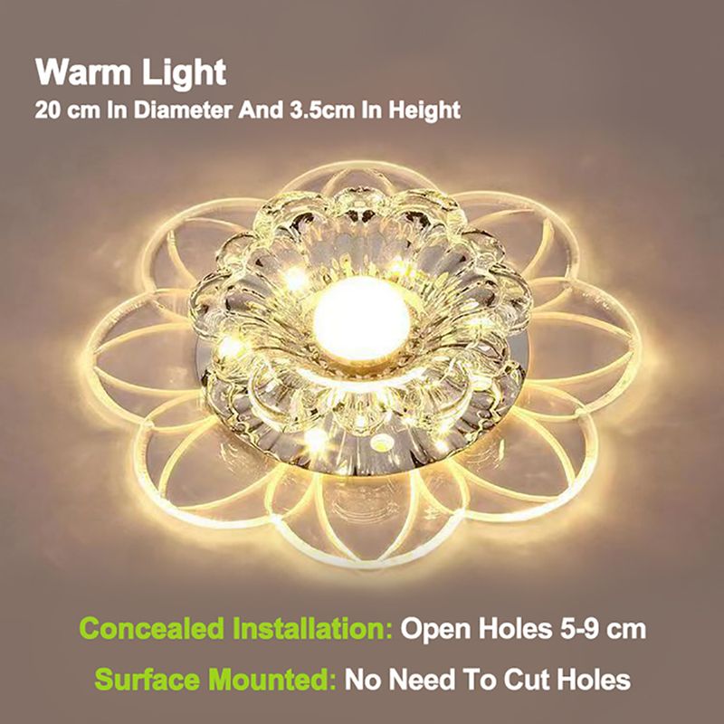 HOME NEAT - Lámparas de Techo LED de Cristal Moderno Forma de Flor Blanco cálido