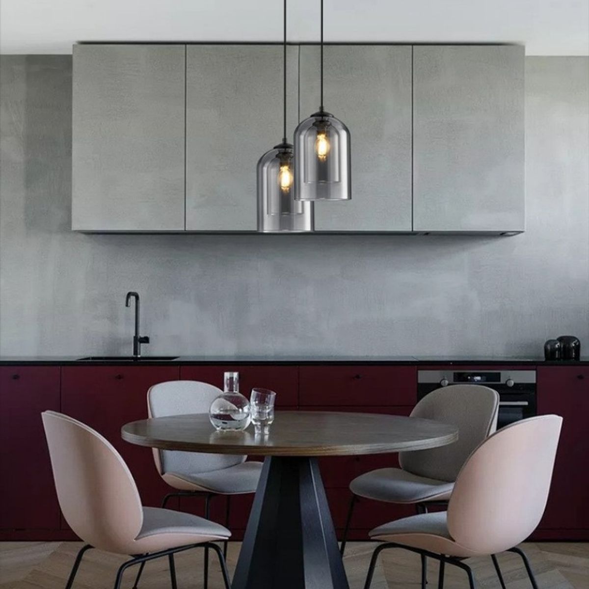 HOME NEAT - Lámpara colgante de techo de Vidrio E27 15CM - Gris