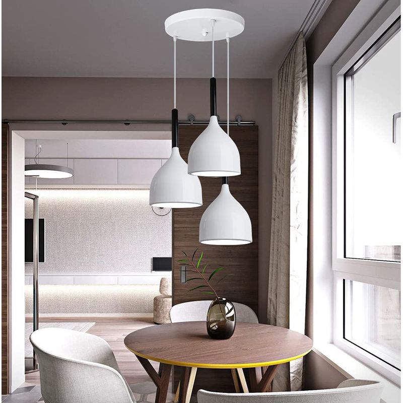 HOME NEAT - Lámpara colgante de Techo nórdica moderna 3 cabezas ø17cm - Blanco