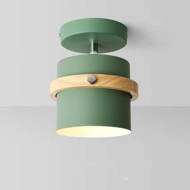 HOME NEAT - Lámpara de techo madera moderna ø15cm nórdica Verde E27