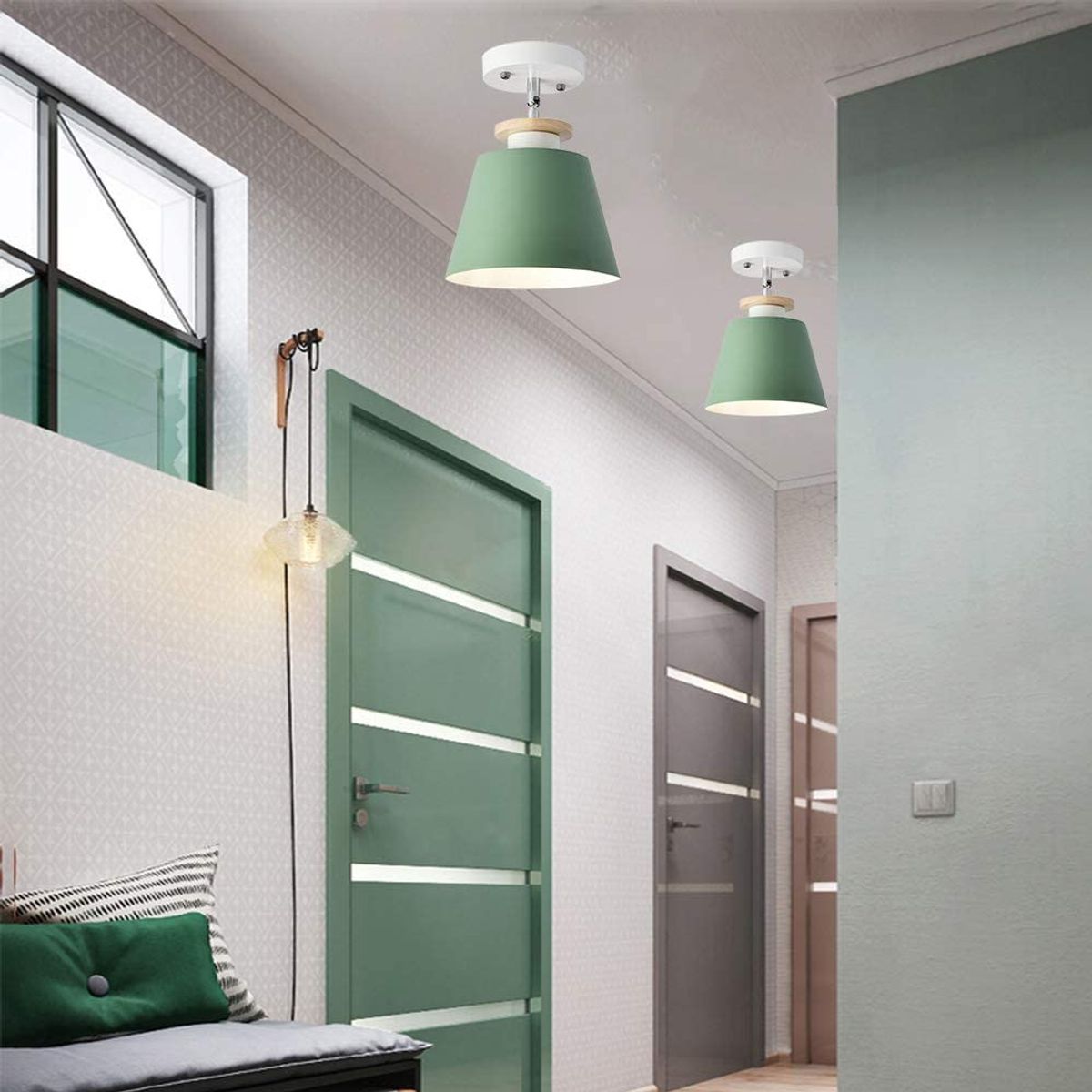 2 Unidades Lámpara de techo moderno E27 - Verde, marca HOME NEAT - Foto 2
