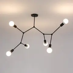 HOME NEAT - Lámpara de Techo Vintage Araña Sputnik con 6 Luces de Brazo E27 Negro