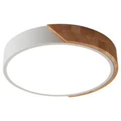 HOME NEAT - Lámpara LED 30cm Borde Blanco y madera.