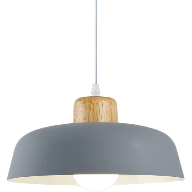 HOME NEAT - Lámpara de colgante de metal madera redonda moderna nórdica e27.