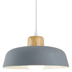 HOME NEAT - Lámpara de colgante de metal madera redonda moderna nórdica e27.
