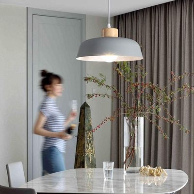 Imagen 2 del producto Lámpara de colgante de metal madera redonda moderna nórdica e27