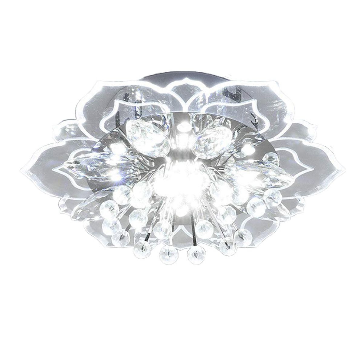 HOME NEAT - Lámparas de techo de cristal moderno forma de flor - Blanco frío