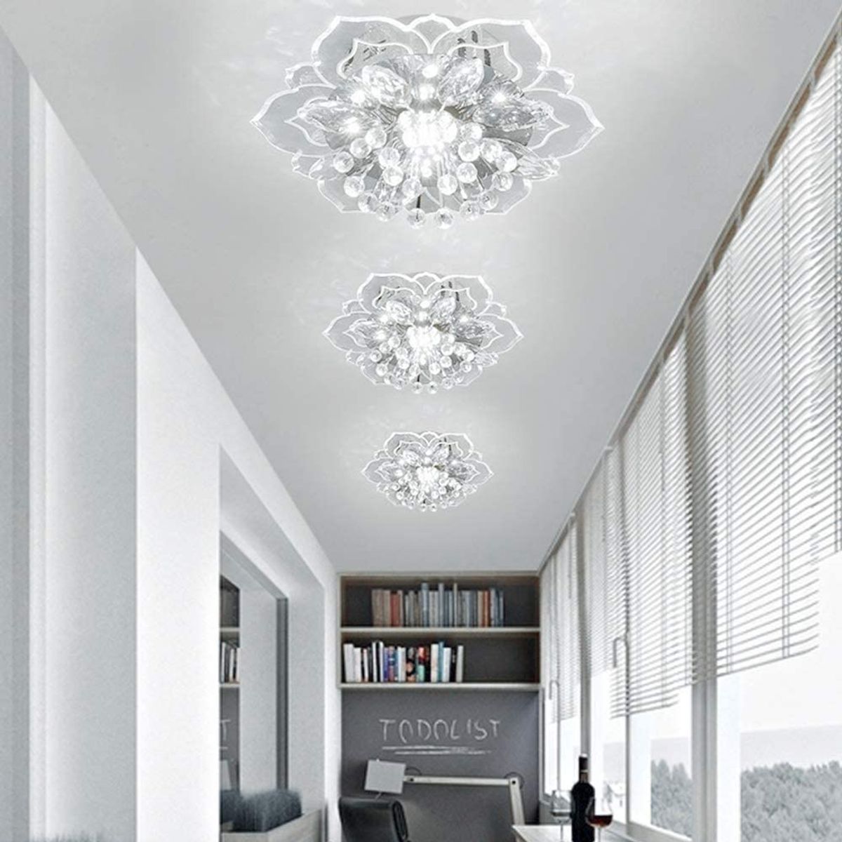 HOME NEAT - Lámparas de techo de cristal moderno forma de flor - Blanco frío