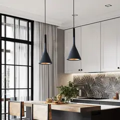 HOME NEAT - Lámpara colgante e27 moderna aluminio lámpara de techo negro
