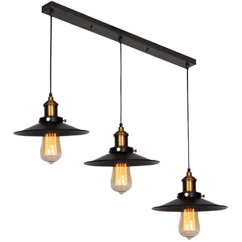 HOME NEAT - Lámpara de techo industrial vintage 3 luces e27 negro ø22cm*9.5cm.