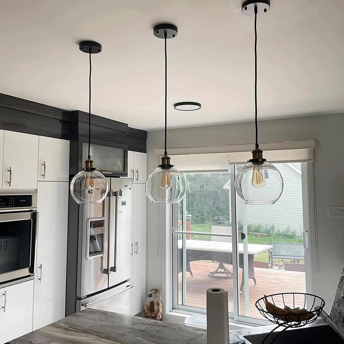 HOME NEAT - Lámpara de techo colgante bola de cristal vintage e27 transparente