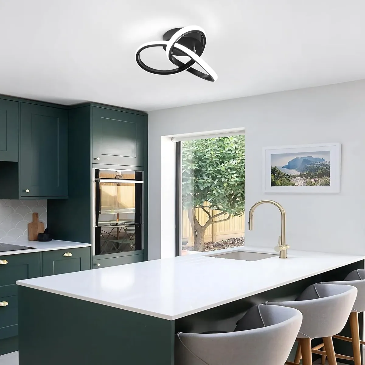 HOME NEAT - Lámparas de techo led acrílica forma de flor 22w 3 colores Negro