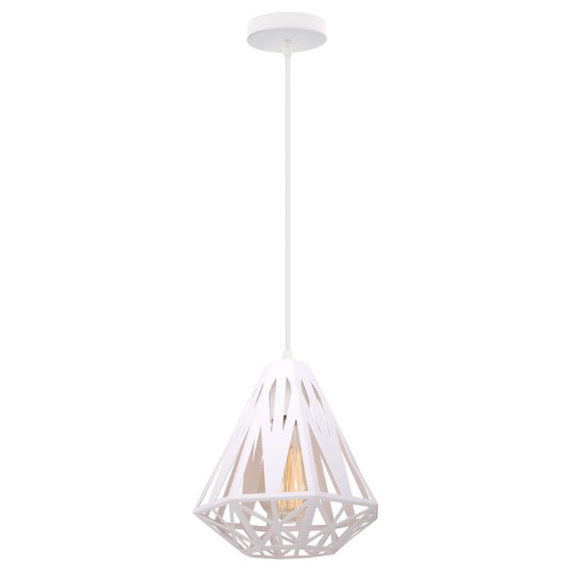 HOME NEAT - Lámpara de techo con jaula hierro luz colgante e27 ø20cm blanco