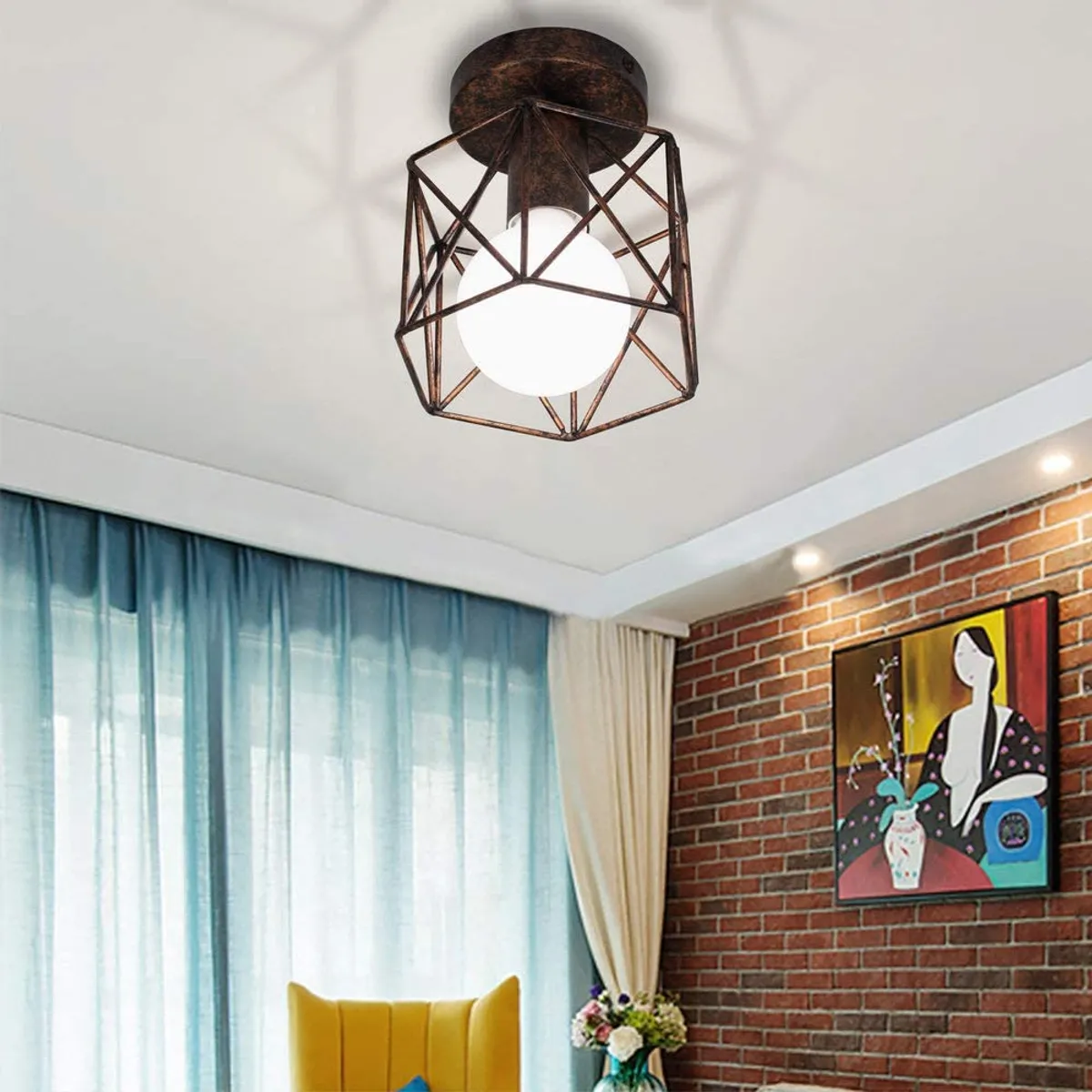 HOME NEAT - Nórdico lámpara de techo vintage metal luz colgante color óxido