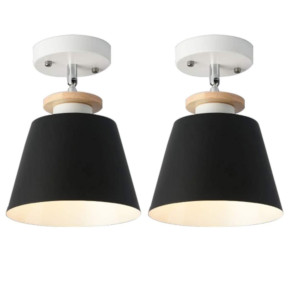 HOME NEAT - 2 Unidades Lámpara de techo moderno E27 - Negro