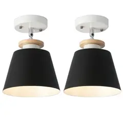 HOME NEAT - 2 Unidades Lámpara de techo moderno E27 - Negro