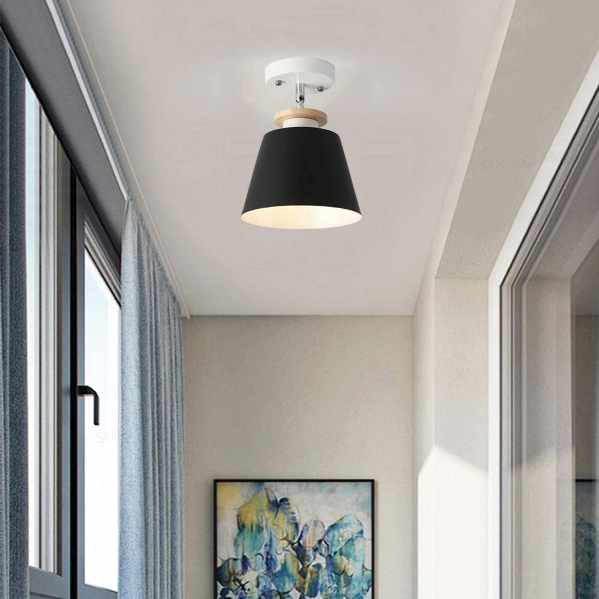 HOME NEAT - 2 Unidades Lámpara de techo moderno E27 - Negro