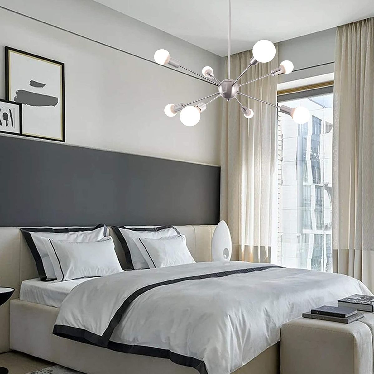 HOME NEAT - Moderno iluminación colgante bolas lámparas con 8 luces e27 plata