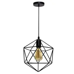 HOME NEAT - Lámpara colgante de techo vintage E27 ø21cm Negro