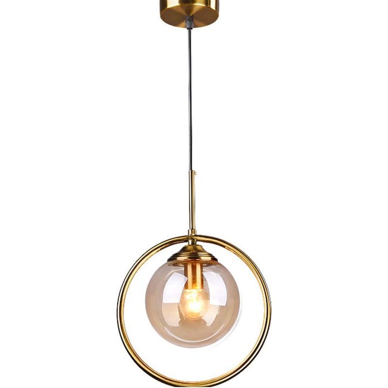 HOME NEAT - Lámpara colgante techo vintage con pantalla de bola vidrio e27 ámbar