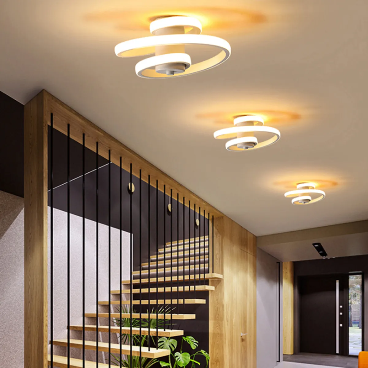 HOME NEAT - Led lámpara de techo moderna diseño línea espiral 3 colores Blanco