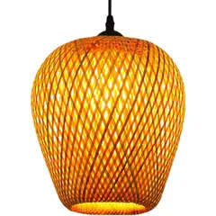 HOME NEAT - Lámpara Colgante de Techo de Bambú Vintage E27 Ø25cmx 26cm