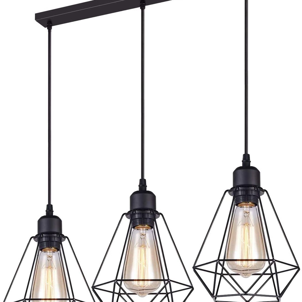 HOME NEAT - Lámpara de techo industrial vintage 3 luces E27 Negro