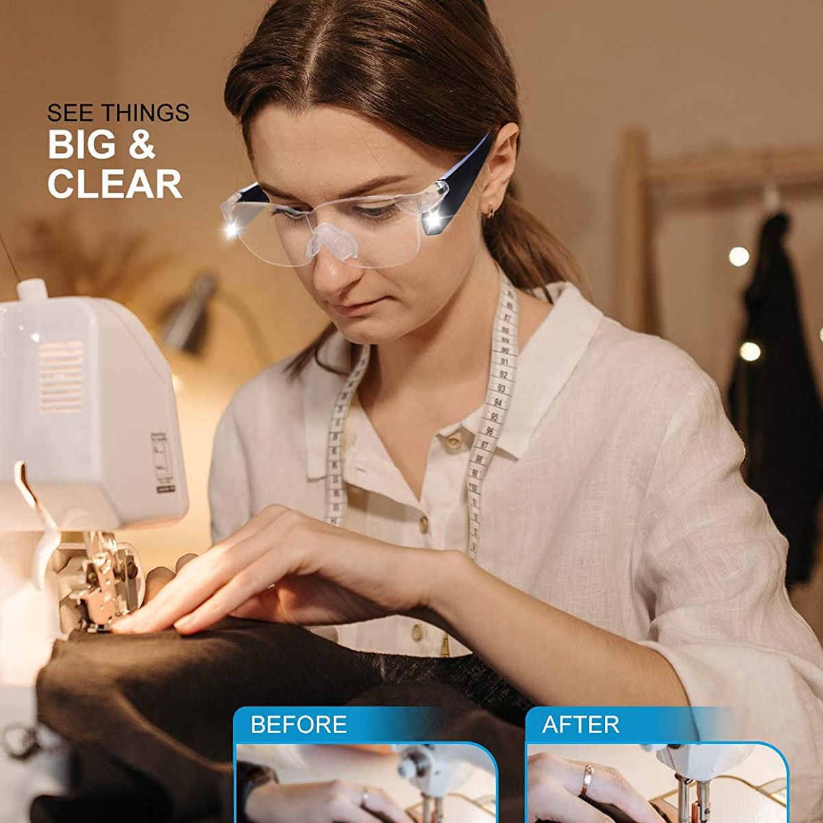 Aumento Gafas de lectura, Lupa con 2 luces LED, marca HOME NEAT - Foto 2
