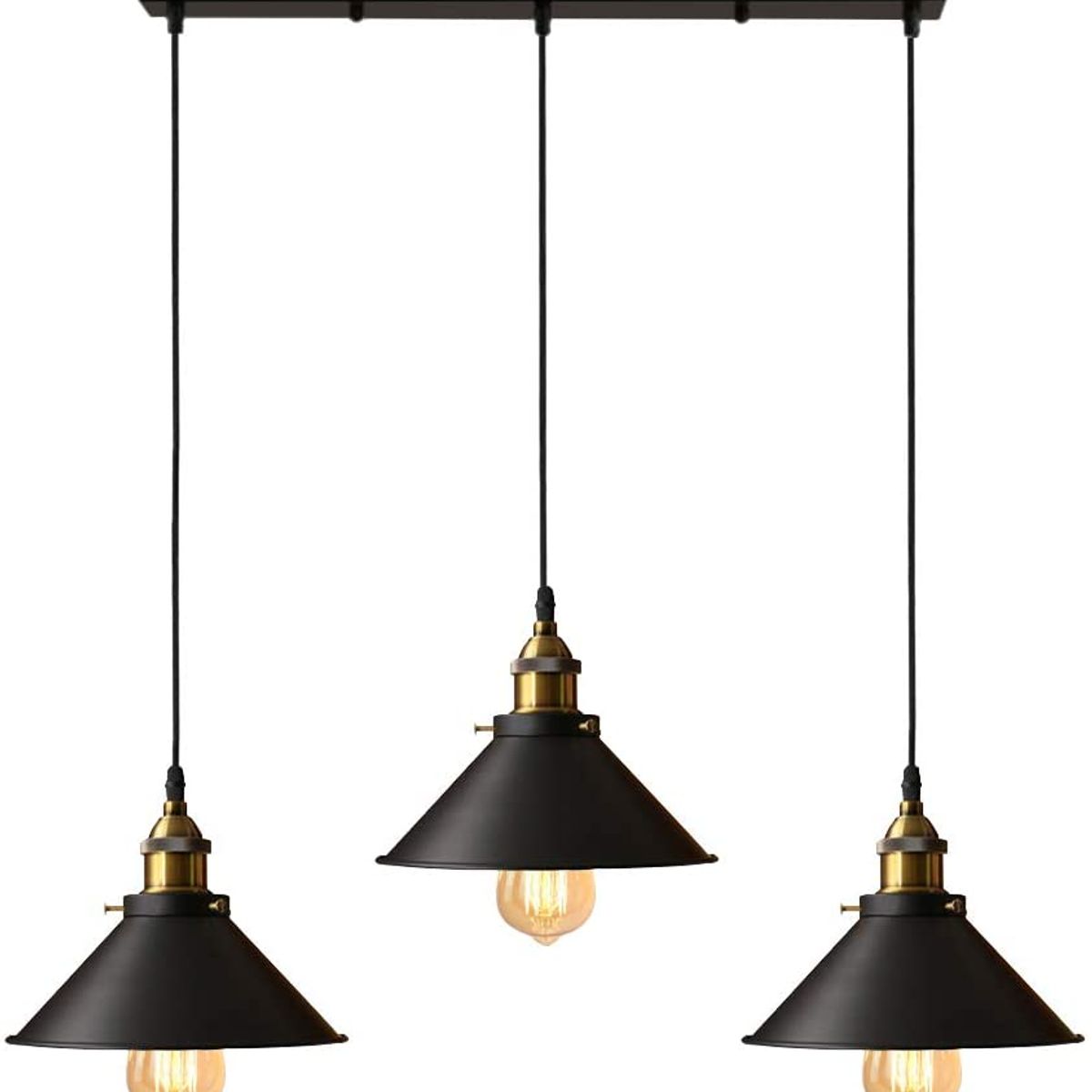 HOME NEAT - Lámpara de techo industrial vintage 3 luces E27 Negro.