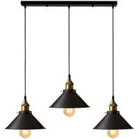 Lámpara de techo industrial vintage 3 luces E27 Negro