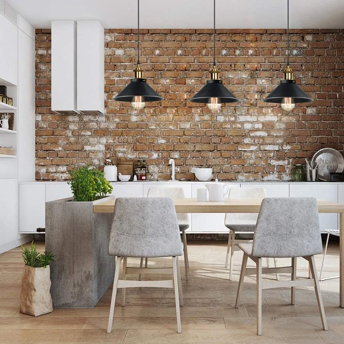 HOME NEAT - Lámpara de techo industrial vintage 3 luces E27 Negro.