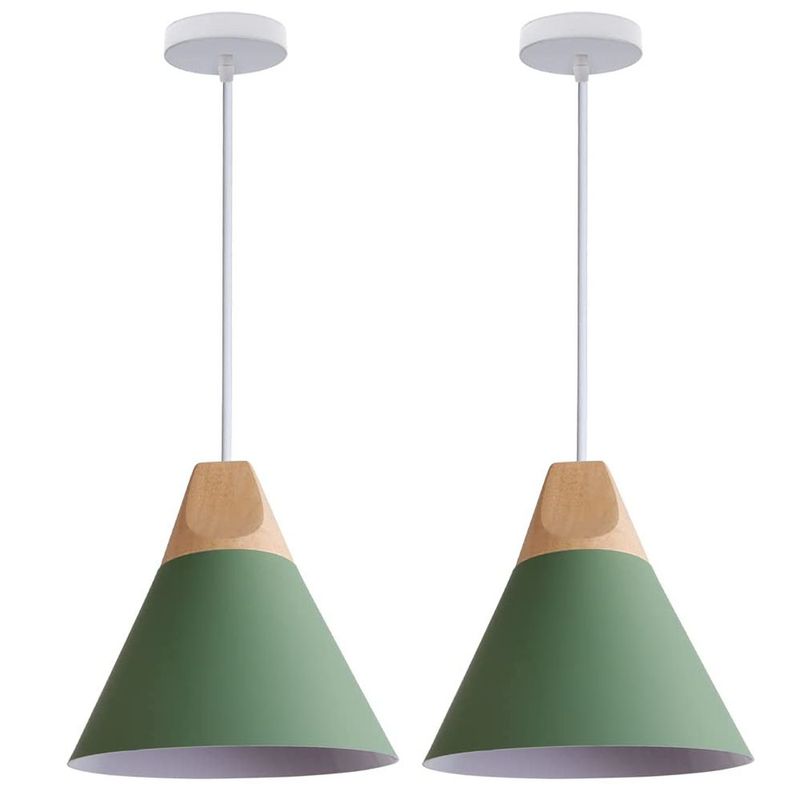 HOME NEAT - 2 Unidades Lámpara de techo moderna colgante de luz E27 ø22cm - Verde